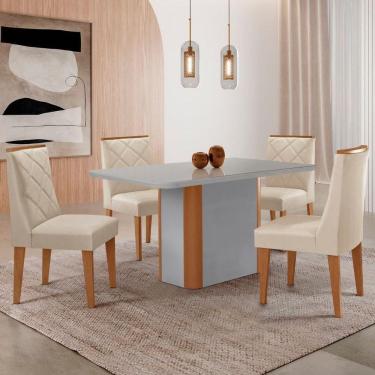 Imagem de Mesa De Jantar Isadora 120cm Tampo Mdf Vidro 4 Cadeiras
