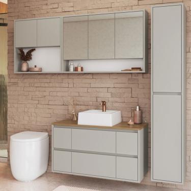 Imagem de Armário de Banheiro Berlim 9 Portas 4 Gavetas com Cuba e Espelho Arenas - Art In Móveis