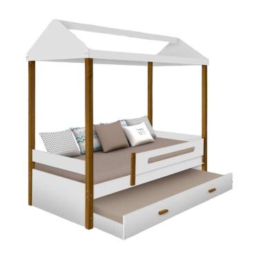 Imagem de Cama Solteiro Sara Branca Auxiliar E 02 Colchões