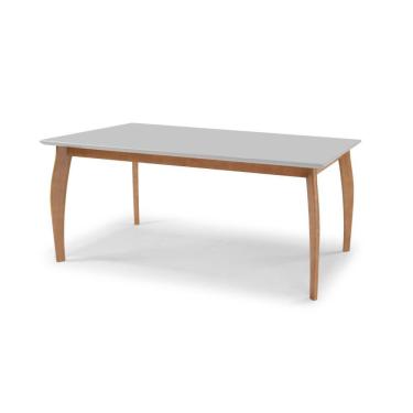 Imagem de Mesa Tampo Off-white De Vidro Colado Em Base De Madeira Freijó E Pés Medidas1,6x0,90