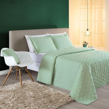 Imagem de Cobre Leito 200 Fios Bordado ágata Casal Padrão 03 Peças - Verde.
