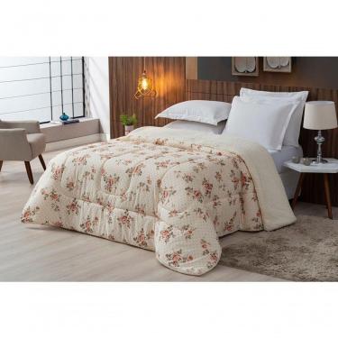 Imagem de Coberdrom Sherpa-percal 180 Fios Estampado Solteiro Gran Moratta 01 Peça - Floral Salmão