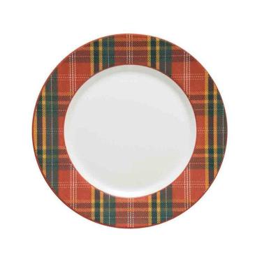 Imagem de Prato Raso Copa E Cia Aquarelle Natal Em Cerâmica Xadrez