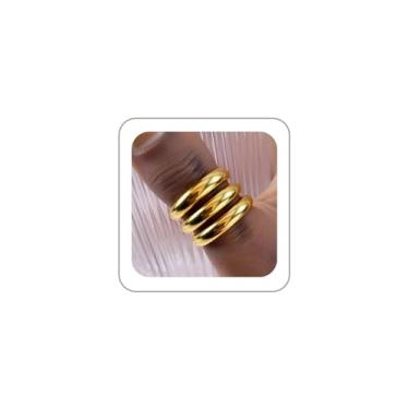 Imagem de BOOZIQ Anéis grossos dourados para mulheres, vintage, anel de polegar de aço inoxidável, anel interloque, irregular aberto, anéis ajustáveis para mulheres, fantasias de formatura, acessórios de joias