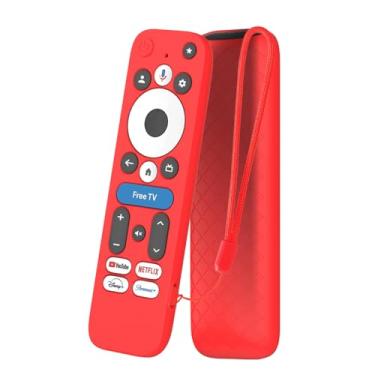 Imagem de Capa para controle remoto onn Google TV 4K Pro Streaming Device, capa de silicone KONXISA com cordão, capa protetora para caixa de televisão, capa antiarranhões e antiderrapante, vermelha