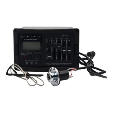 Imagem de YIJU Pré-amplificador de guitarra acústica de 5 bandas com equalizador, afinador digital Chromatia Blend, captador piezoelétrico e controle de volume, com Tampa de Rosca Traseira