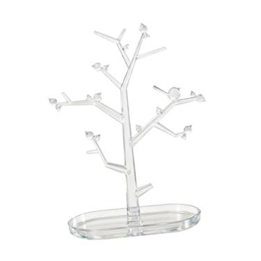 Imagem de kowaku Suporte em formato de árvore para joias, elegante expositor de joias, porta-brincos e anéis, Claro
