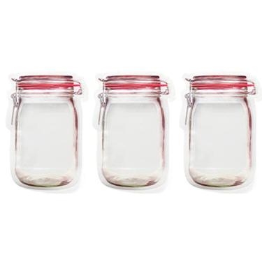 Imagem de 3pcs Sacos Transparentes de Armazenamento para Conservação Alimentos com Fechamento Zip-Lock em Forma Garrafa Biscoitos Petiscos Fresca Seguros PE -proof Portáteis Uso Viagens