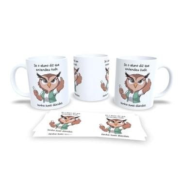 Imagem de Caneca de Café com Coruja Rabugenta, Porcelana Branca, Design Divertido com Texto em Português, Presente para Amantes de Café (19902)