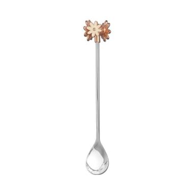 Imagem de Colheres de Jantar Colher com alça em formato de flor agitação aço inoxidável café chá sobremesa mistura sopa para decorações mesa festa, 1 pacote(Silver)