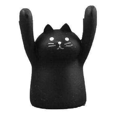 Imagem de Hapivida Porta-cartão de lugar bonito em forma de animal resina porta-números de mesa com clipe para decoração de mesa para casamento, jantar, escritório, decoração de casa (gato preto)