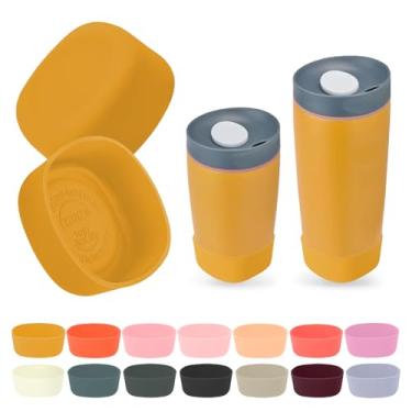 Imagem de Kaitiaki Bota de silicone 2 peças para Owala SmoothSip Slider copo de café 590 ml 340 g, capa antiderrapante para caneca de café de viagem, acessórios de proteção para Owala livre de BPA (Golden Quest