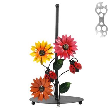 Imagem de KHZSPP Suporte de toalha de papel de girassol, suporte de rolo de toalha de papel de ferro para organizar rolos de cozinha, suporte de guardanapo de casa de fazenda para banheiro doméstico quarto