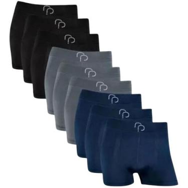 Imagem de Kit 9 Cuecas Boxer Sem Costura em Microfibra RP, Preto, Cinza, Marinho