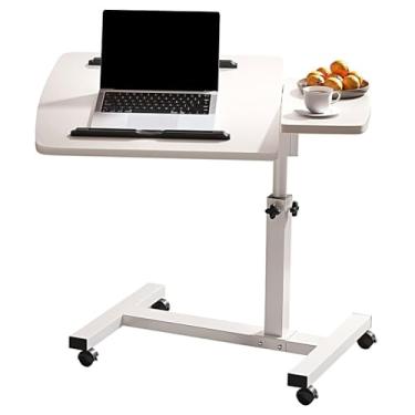 Imagem de SPXMQSS Mesas de pé com rodas, mesa de pé ajustável em altura, multifuncional, mesa para laptop, mesa de cama inclinável para casa, escritório, branca A