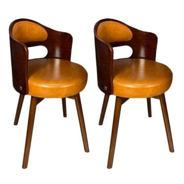 Imagem de SPXMQSS Cadeiras para sala de jantar, cadeiras de jantar giratórias de 360° com encosto, cadeira de jantar estofada de couro, cadeira ergonômica para lounge, escritório, penteadeira, cadeira amarela 2