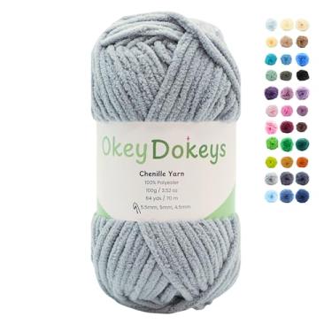 Imagem de Fio de chenille de poliéster super volumoso, macio, não desfia, durável #6 crochê e pelúcia amigurumi para pelúcia, cobertor e bricolage (100 g | 300 g | 500 g) (cinza ardósia macia (35), 1 pacote