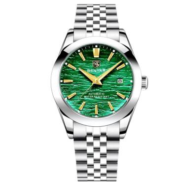 Imagem de Relógio De Pulso Mecânico Automático Clássico Em Aço Inoxidável Com Data Automatica Impermeavel Verde