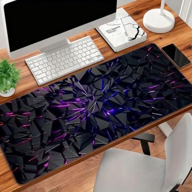 Imagem de Tapete de mouse preto extragrande - base de borracha e costura de borda de precisão - Tapete de mesa durável para jogos e decoração de escritório - presente ideal, mouse pads para mesa