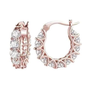 Imagem de Brinco de argola requintado exclusivo com zircônia multicolorida para mulheres, uso diário, casual, férias, joias, presentes, One size, Cobre, Zircônia cúbica