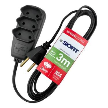 Imagem de Extensão Elétrica Bivolt Sort 3 Metros 10a Daneva Preto