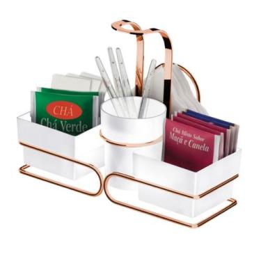 Imagem de Suporte porta sachê açúcar chá colher guardanapo rose gold - Future