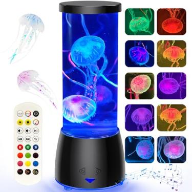 Imagem de Lâmpada de água-viva com alto-falante Bluetooth, ruído branco, 10 cores que mudam de água-viva, lâmpada de aquário sensorial, luz noturna relaxante, iluminação de humor para crianças, adultos, meninas