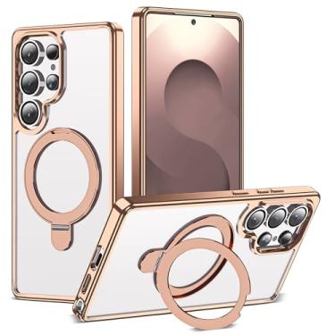 Imagem de ETPESOK Capa para celular compatível com Samsung Galaxy S25 Ultra com suporte magnético [compatível com Mag-Safe] Capa transparente à prova de choque para Samsung S25 Ultra de 6,9 polegadas, Desert