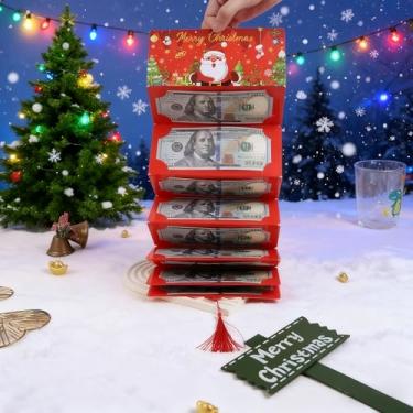 Imagem de Livro de cartões de presente de Natal vermelho para presentes de Natal surpresa, livreto de envelopes de dinheiro para porta-cartões de presente de Natal, porta-cartões de Natal para ideias de
