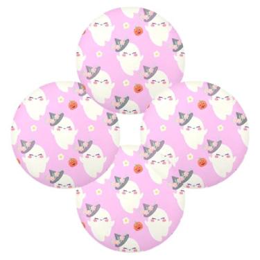 Imagem de Wassud Jogo americano conjunto de 4 lindos chapéus de flores e boôs redondos para cozinha e jantar, tapetes laváveis e resistentes ao calor, decoração de mesa 39 cm