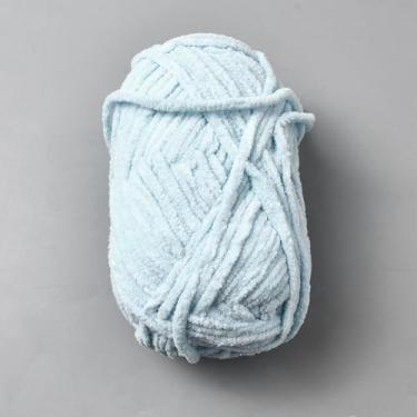 Imagem de 1 novelo grosso de chenille para crochê, 5 mm, veludo azul celeste, algodão, tricô manual para artesanato, tecelagem, cobertores, bordado, cerca de 59 m)/novelo