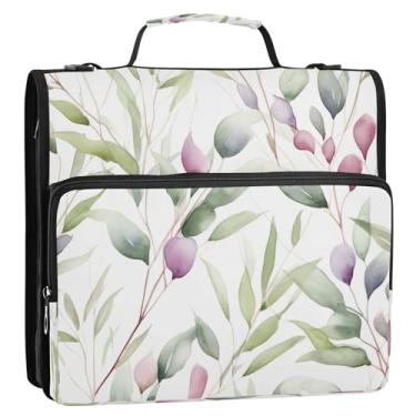 Imagem de Wassud Fichário verde claro com zíper com 3 anéis com alça de ombro e alça de vários bolsos expansível organizador de pasta de arquivo