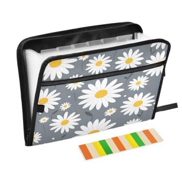 Imagem de Wassud Organizador de arquivos sanfonado Magritte branco com 13 bolsos, pastas expansíveis com abas e adesivos, organizador de pastas de documentos de recibo de papel tamanho carta A4 para viagens de