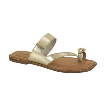 Imagem de Sandália Feminina Rasteira Beira Rio Dedo Dourada Casual, Dourado, 38