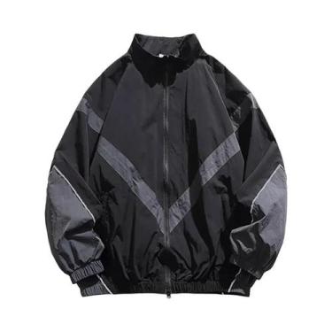 Imagem de Jaqueta Impermeável Masculina Com Zíper, Bolso, Ajuste Casual, Gola Al