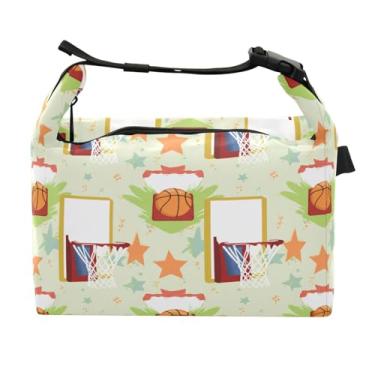 Imagem de STAYTOP Lancheira de basquete de desenho animado com fivela de alça, lancheira isolada para meninos e meninas, lancheira térmica para trabalho escolar