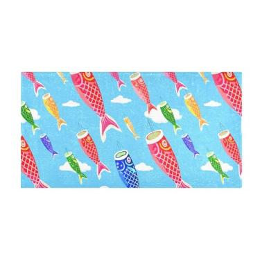 Imagem de Burbuja Tapete de corredor colorido japonês de pelúcia antiderrapante tapete de cozinha tapete de borracha para corredor, quarto, sala de estar, decoração de entrada, lavável na máquina, 51 x 99 cm