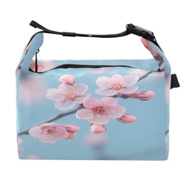 Imagem de STAYTOP Linda lancheira de flores de cerejeira com fivela de alça, lancheira isolada para meninos e meninas, lancheira térmica para trabalho escolar