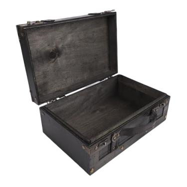 Imagem de Generic Baú de Madeira, baú de Armazenamento Vintage Com Alças Decorativas e Ferragens Antigas, para Decoração de Casa, Adereços de Fotografia e Armazenamento de Itens (1624B-01 Cinza)