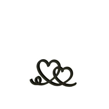 Imagem de Estatueta Coração Romance 23cm - Decoração Casal Amor Eterno Enfeite para Mesa Quarto Prateleira(preto)