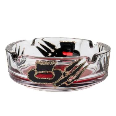 Imagem de Cinzeiro Exu Cartola Vidro Pintado Redondo 10 cm 4 Apoios