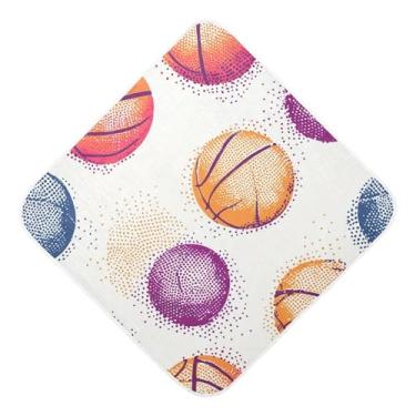 Imagem de STAYTOP Toalhas de bebê coloridas de musselina de basquete com capuz, toalha de banho super macia, toalhas de banho absorventes para banho recém-nascido unissex 76 x 76 cm