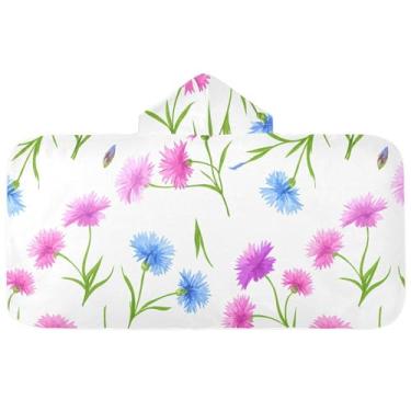 Imagem de Burbuja Toalha de banho com capuz de laço rosa para crianças, toalha de praia de pelúcia macia absorvente para chá de meninas e meninos 3-10 anos, 61 x 127 cm