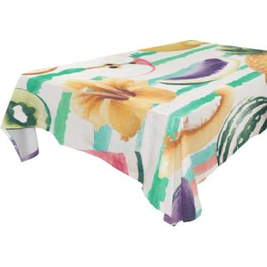 Imagem de Burbuja Toalha de mesa de frutas de verão, toalha de mesa quadrada anti-rugas grossa para decoração de jantar, cozinha, festa, 152 x 152 cm