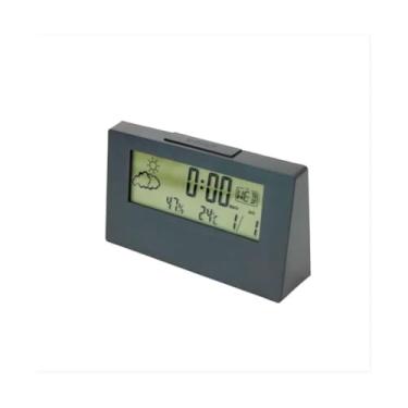 Imagem de Relógio Despertador Digital de Mesa com LCD, Temperatura, Umidade, Previsão do Tempo, Função Snooze, Portátil, Pilhas, 13.5x7.5x3cm