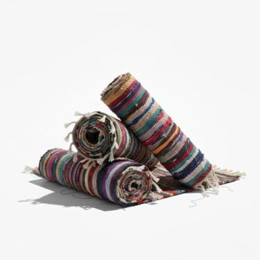 Imagem de Tapete Multicolorido Decorativo Algodão e Fibras Estilo Boho para Sala Quarto Varanda Conforto Maciez 80x50 cm Modelo Sortido