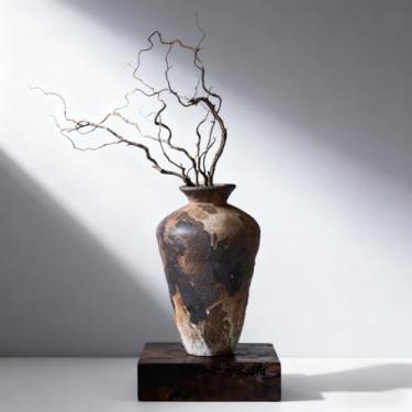 Imagem de Vaso de cerâmica enferrujado – Cerâmica Wabi Sabi envelhecida para decoração de casa, vaso de argila vintage para casas de fazenda rústicas ou centros de mesa modernos, quarto, prateleira ou sala de