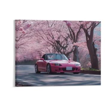 Imagem de HouLaiZhe Jdm S2000 rosa pôsteres de flor de cerejeira lona decoração de sala estética pintura de parede impressões de sala de galeria decoração de parede para quarto sala de estar escritório 16 x 20