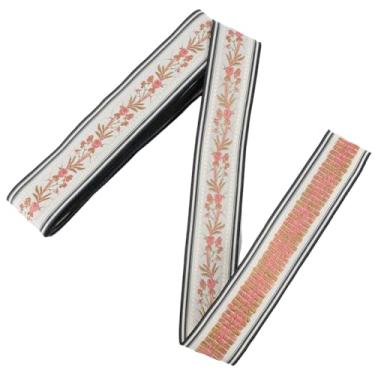 Imagem de GORGECRAFT Fita floral étnica de 5 metros de 1 3/10.2 cm fita jacquard bordado flor acabamento tecido franja cinto cinto plano para saco roupas chapéu cortina artesanato embrulho presente