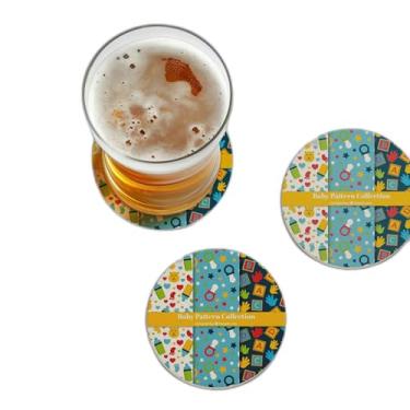 Imagem de Porta Copos Com Ilustração Personalizada Conjunto De Padrões Para Bebê - Tamanho 10x10 cm